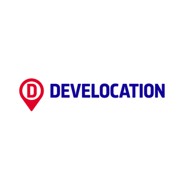 Develocation.com logo, a brandable .com business name for sale