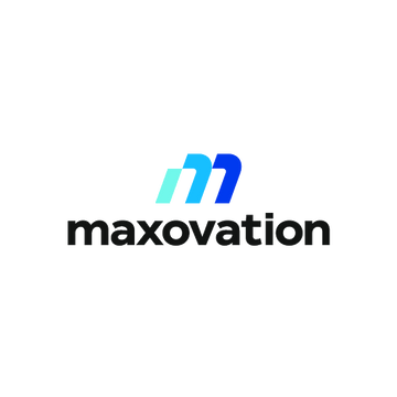 Maxovation.com logo, a brandable .com business name for sale