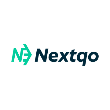 Nextqo.com logo, a brandable .com business name for sale