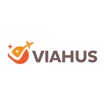Viahus.com logo, a brandable .com business name for sale