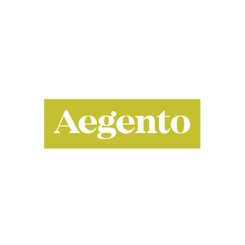 Aegento.com logo, a brandable .com business name for sale
