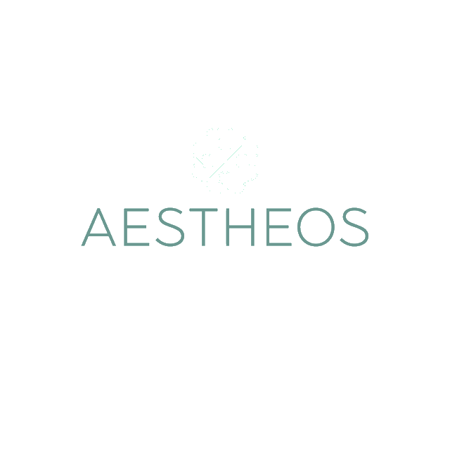 Aestheos.com logo, a brandable .com business name for sale