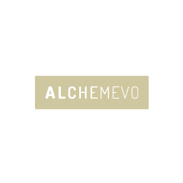 Alchemevo.com logo, a brandable .com business name for sale