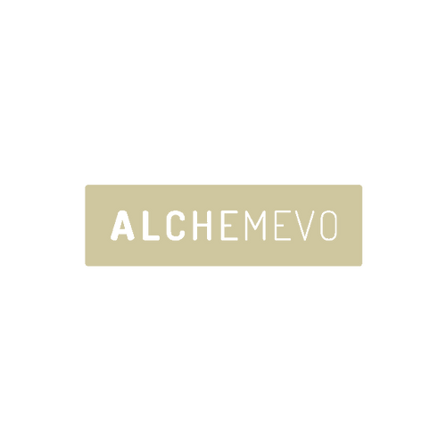 Alchemevo.com logo, a brandable .com business name for sale