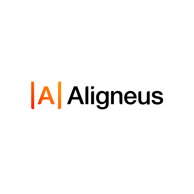 Aligneus.com logo, a brandable .com business name for sale