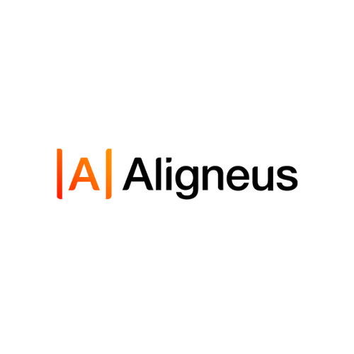 Aligneus.com logo, a brandable .com business name for sale