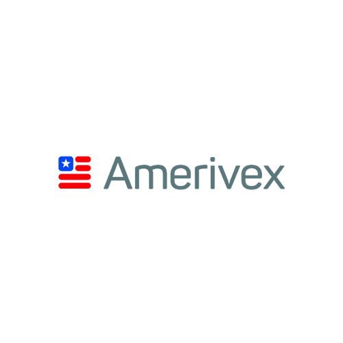 Amerivex.com logo, a brandable .com business name for sale