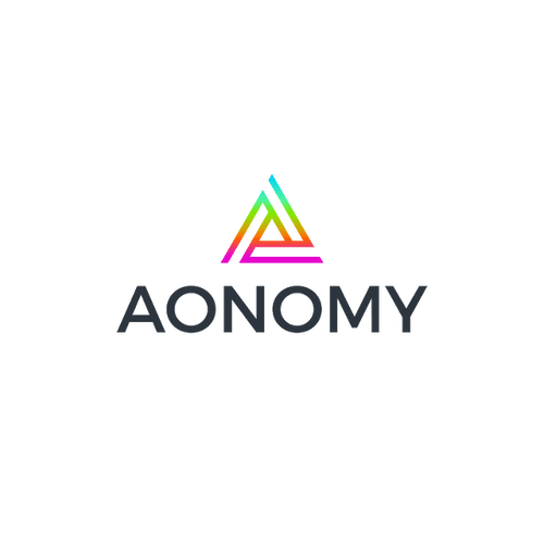 Aonomy.com logo, a brandable .com business name for sale