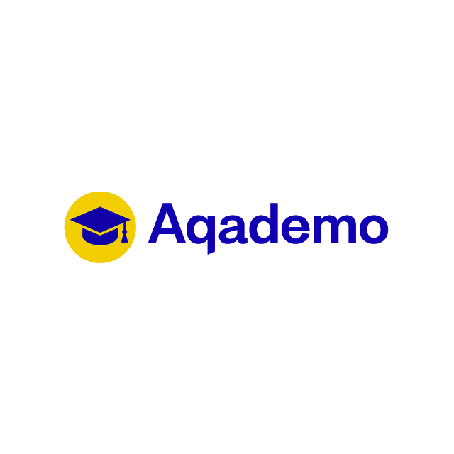 Aqademo.com logo, a brandable .com business name for sale