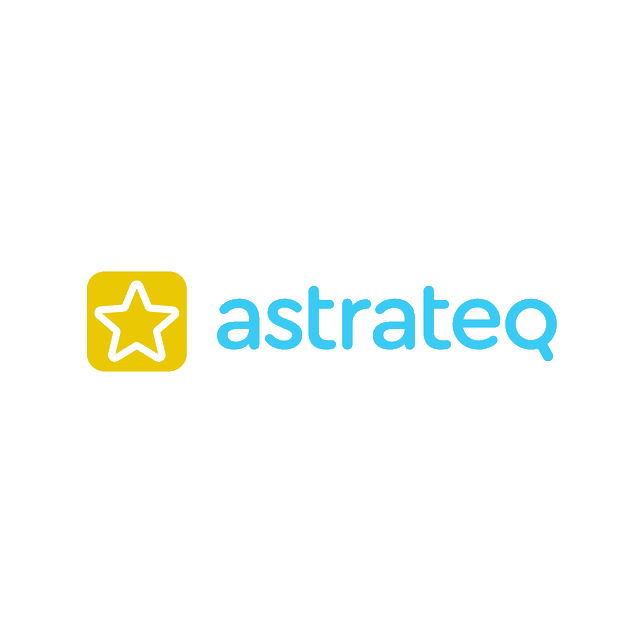 Astrateq.com logo, a brandable .com business name for sale
