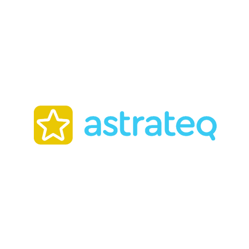 Astrateq.com logo, a brandable .com business name for sale