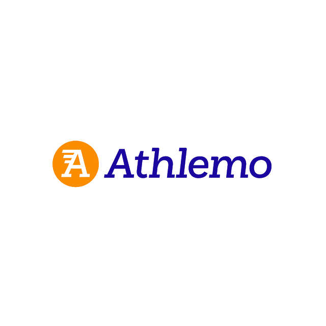 Athlemo.com logo, a brandable .com business name for sale