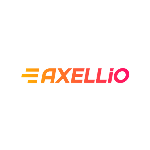 Axxelio.com logo, a brandable .com business name for sale