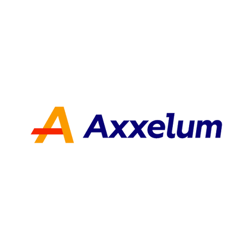 Axxelum.com logo, a brandable .com business name for sale