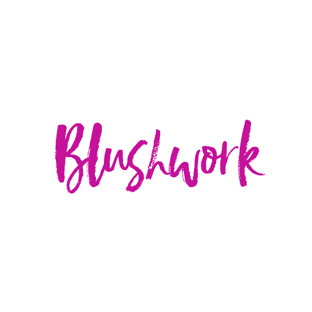 Blushwork.com logo, a brandable .com business name for sale