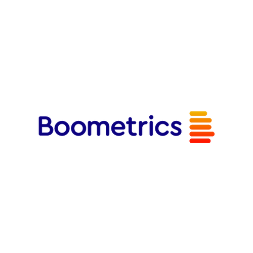 Boometrics.com logo, a brandable .com business name for sale