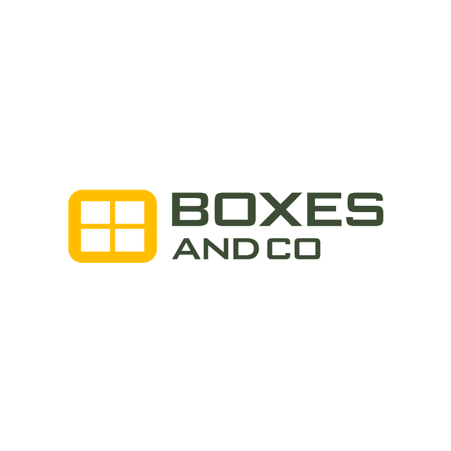 BoxesAndCo.com logo, a brandable .com business name for sale