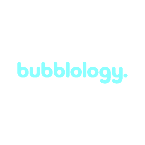Bubblology.com logo, a brandable .com business name for sale