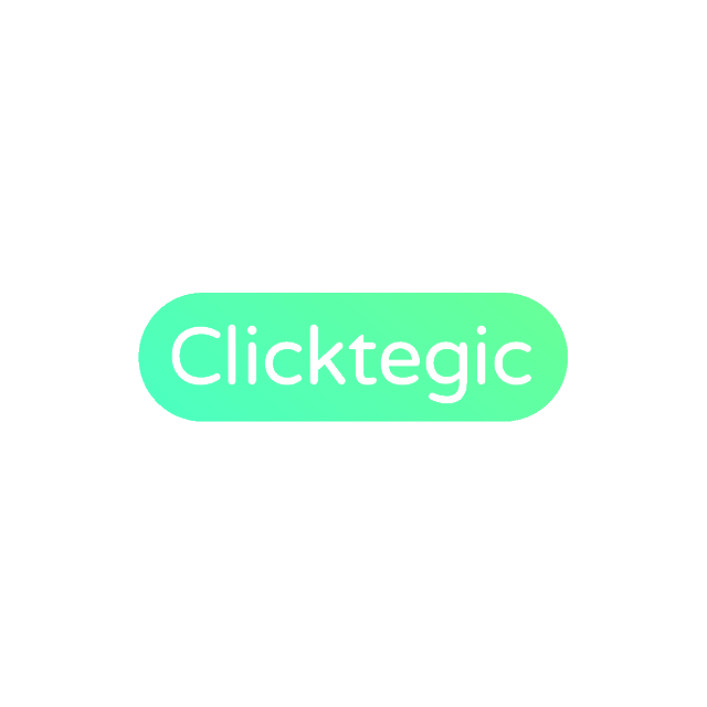 Clicktegic.com logo, a brandable .com business name for sale