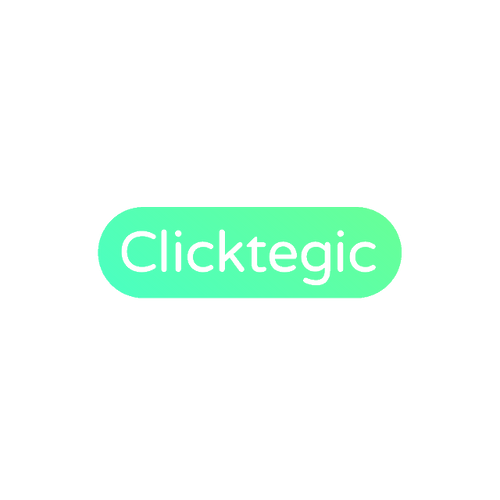 Clicktegic.com logo, a brandable .com business name for sale