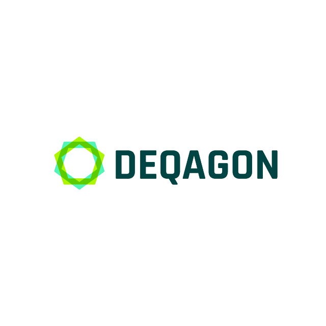 Deqagon.com logo, a brandable .com business name for sale