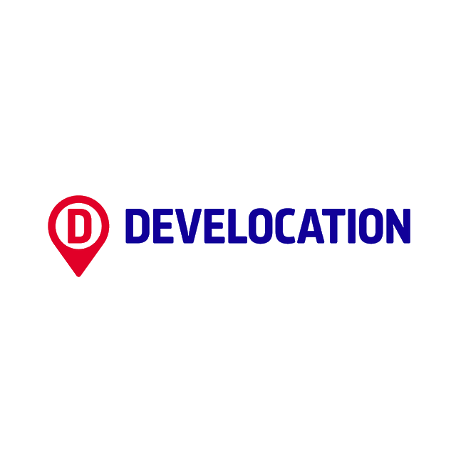 Develocation.com logo, a brandable .com business name for sale