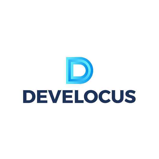 Develocus.com logo, a brandable .com business name for sale