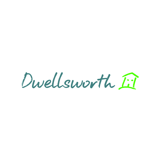Dwellsworth.com logo, a brandable .com business name for sale