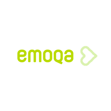Emoqa.com logo, a brandable .com business name for sale