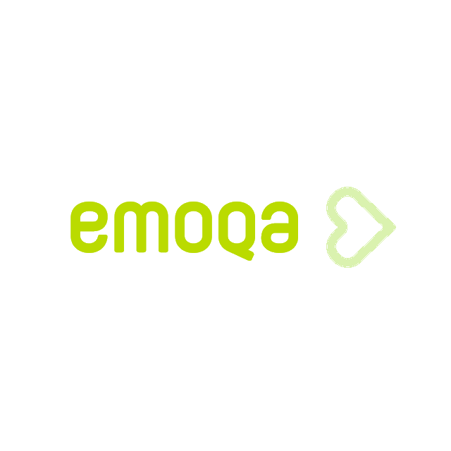 Emoqa.com logo, a brandable .com business name for sale
