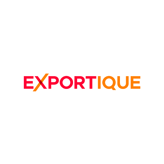 Exportique.com logo, a brandable .com business name for sale