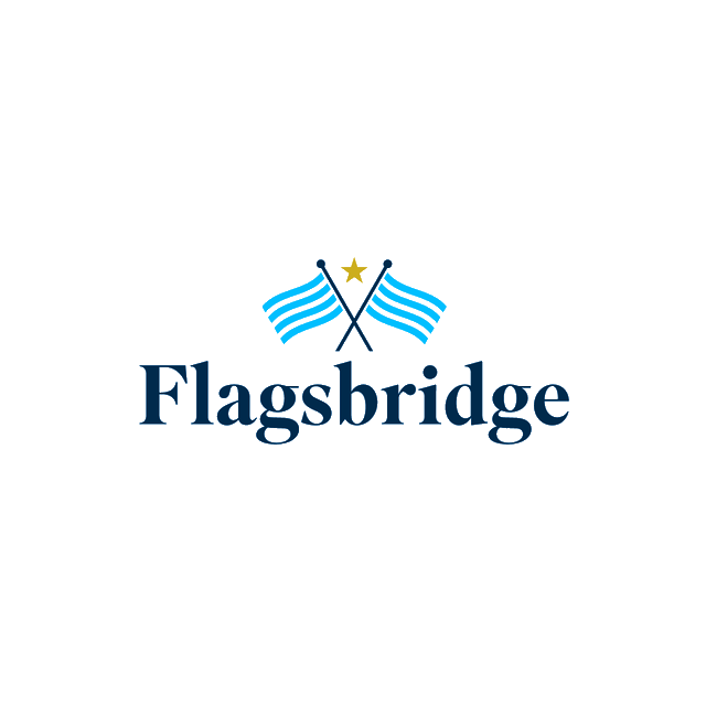 Flagsbridge.com logo, a brandable .com business name for sale
