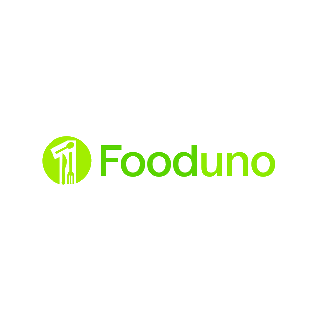 Fooduno.com logo, a brandable .com business name for sale