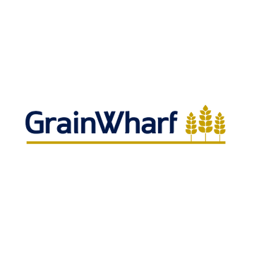 GrainWharf.com logo, a brandable .com business name for sale