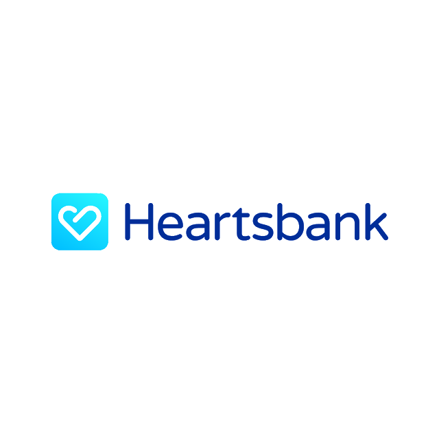 Heartsbank.com logo, a brandable .com business name for sale