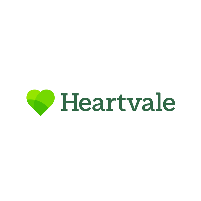 Heartvale.com logo, a brandable .com business name for sale