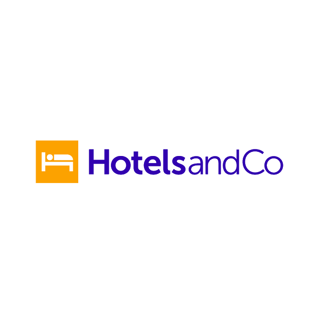 HotelsAndCo.com logo, a brandable .com business name for sale