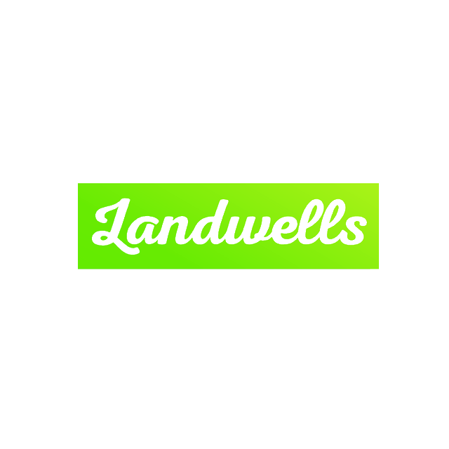 Landwells.com logo, a brandable .com business name for sale