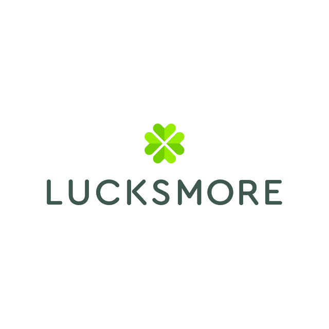 Lucksmore.com logo, a brandable .com business name for sale