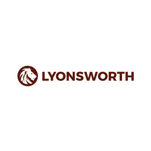 Lyonsworth.com logo, a brandable .com business name for sale
