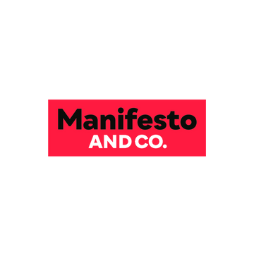 ManifestoAndCo.com logo, a brandable .com business name for sale