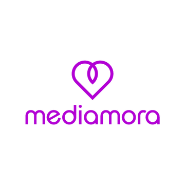 Mediamora.com logo, a brandable .com business name for sale