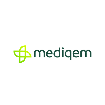 Mediqem.com logo, a brandable .com business name for sale