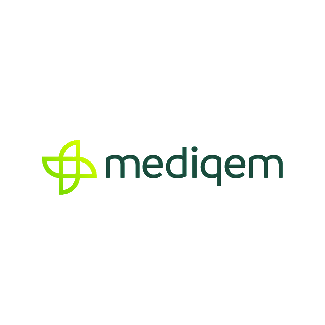 Mediqem.com logo, a brandable .com business name for sale