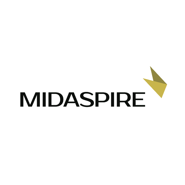 Midaspire.com logo, a brandable .com business name for sale