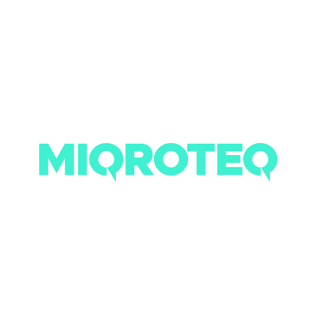 Miqroteq.com logo, a brandable .com business name for sale