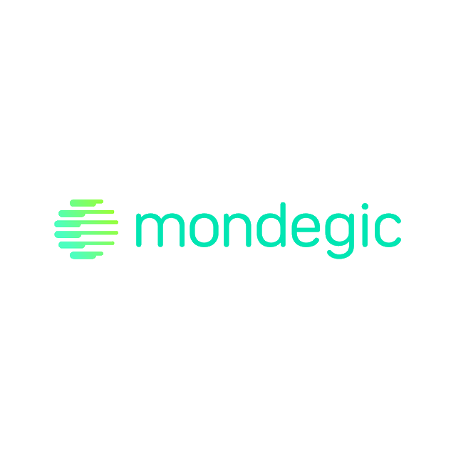 Mondegic.com logo, a brandable .com business name for sale