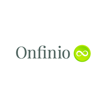 Onfinio.com logo, a brandable .com business name for sale