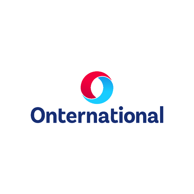 Onternational.com logo, a brandable .com business name for sale