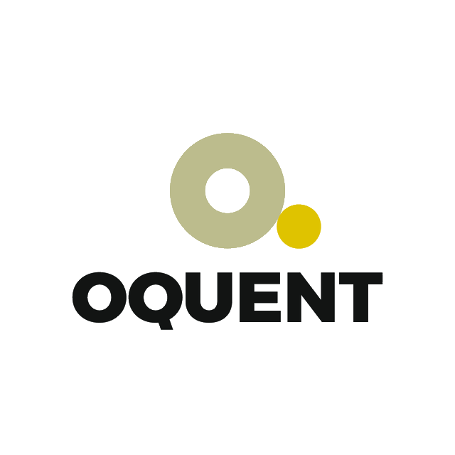 Oquent.com logo, a brandable .com business name for sale